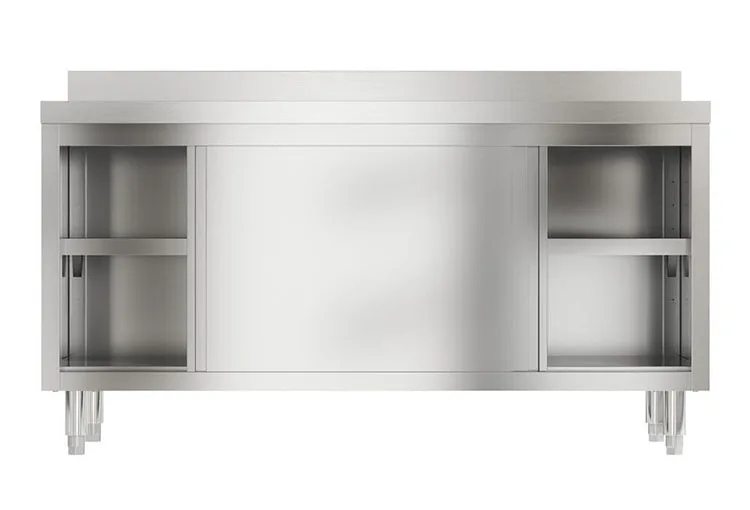 Commercial Stainless Steel  Cabinet  with Open Shelves- Durable and Organized Storage Solution for Professional Spaces