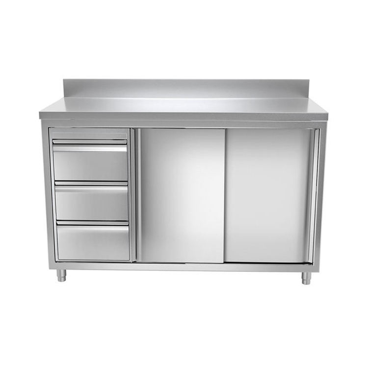 Commercial Stainless Steel Workbench with Cabinet and Drawers – Hygienic and Organized Storage for Kitchens and Workspaces