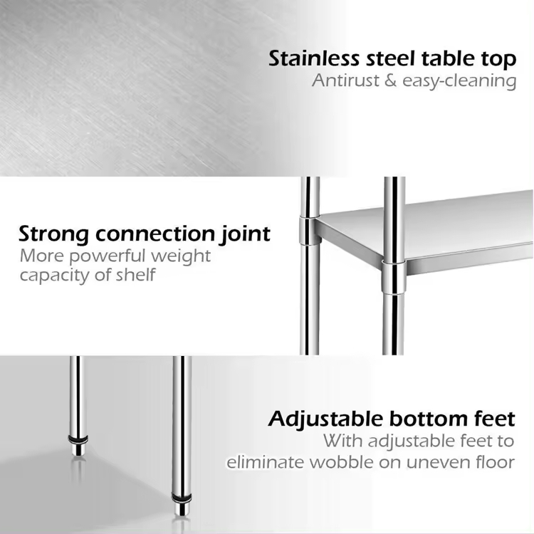 NSF Certified Stainless Steel Workbench – Commercial Prep Table with Lower Shelf for Kitchens & Labs